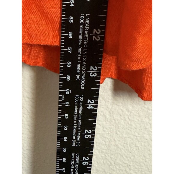J Crew 100% Linen Faux Wrap Ruffle Skirt Womens 14 Tall Orange A-Line Layered - Picture 11 of 13